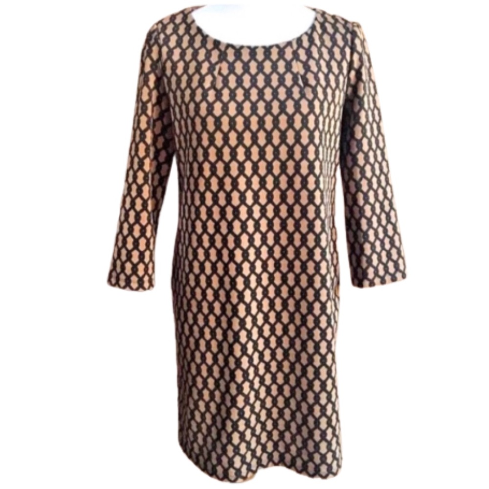 Vivienne Tam Brown Black Geo Shift Dress Size 12